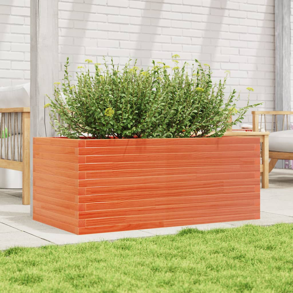 DEvidaxl Vidaxl planter box made of solid pine wood Wax brown 46cm H x 110cm W x 60cm D